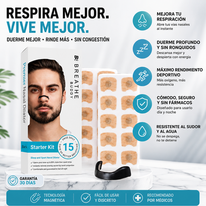 RespiraPRO || NO MAS RONQUIDOS, Kit 2 Tiras + 30 Parches